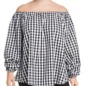 Seven7 Jeans Plus Gingham Off-the-Shoulder Top